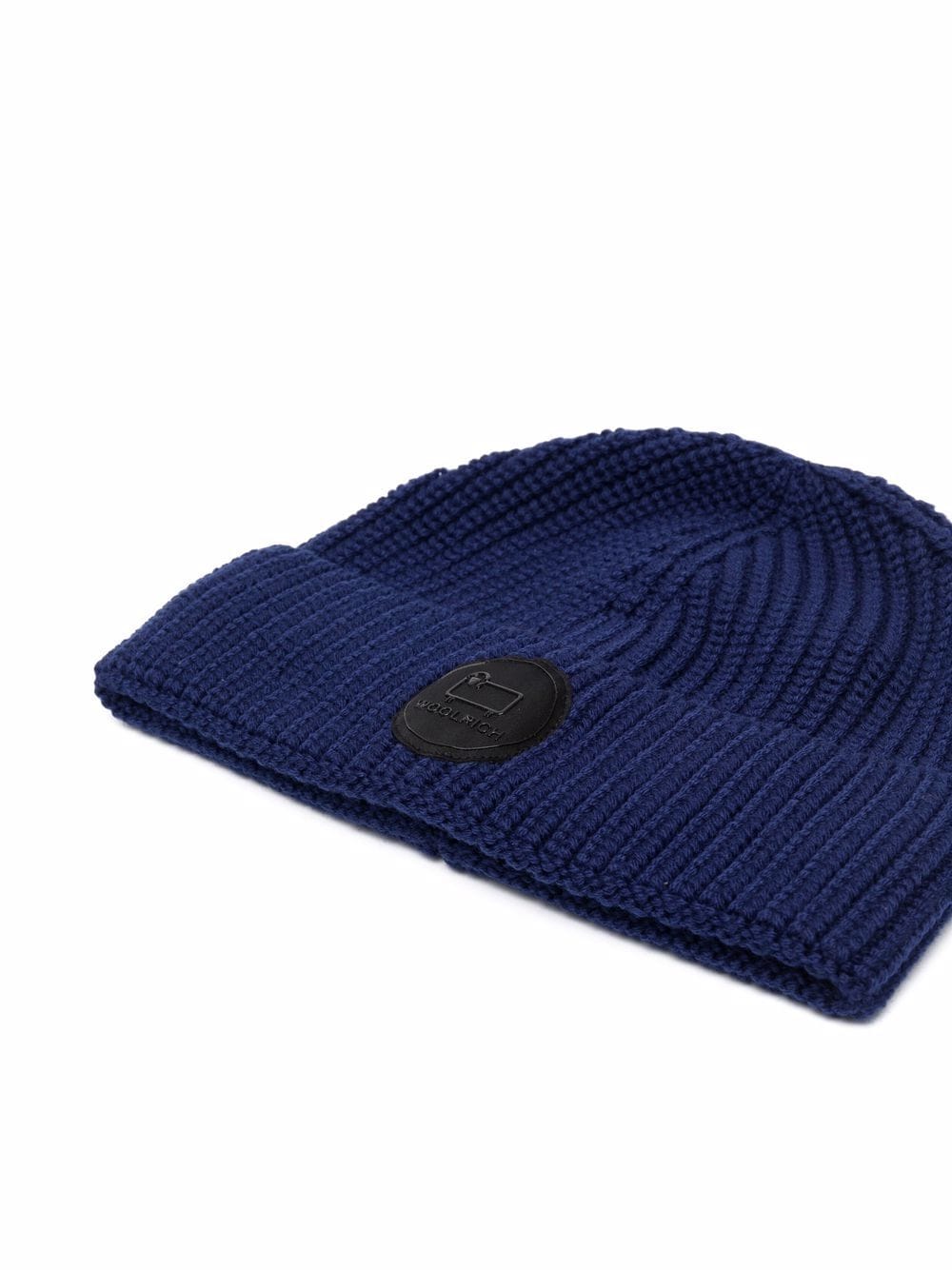 Shop Woolrich Purl-knit Logo-patch Beanie In Blau