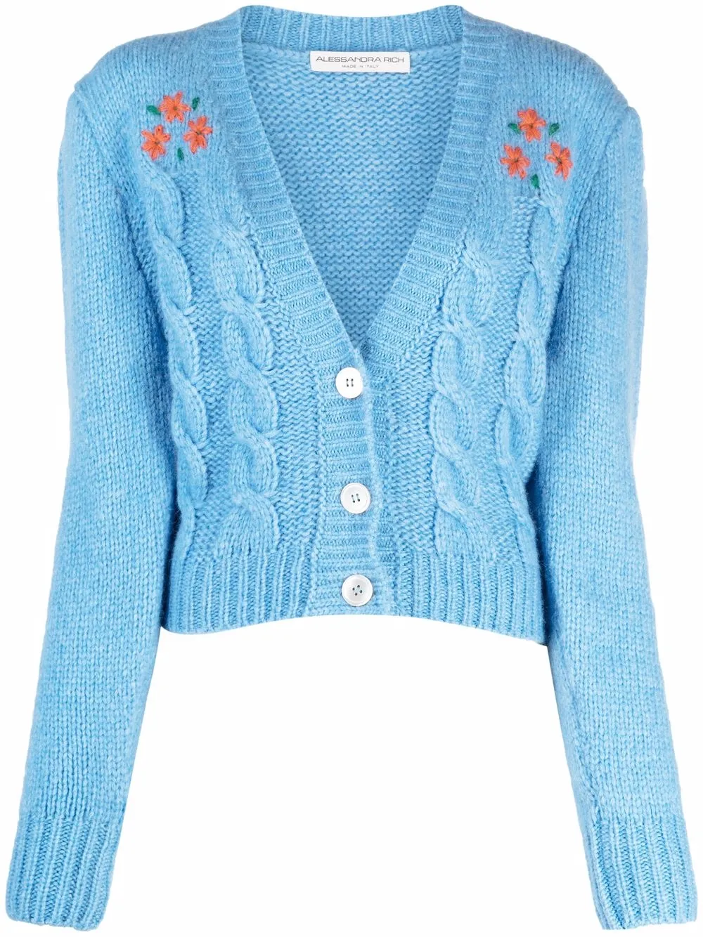 Blue Embroidered Alpaca-blend Cardigan 