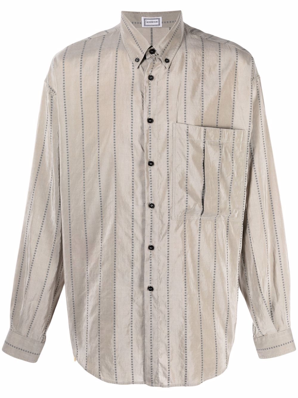 Pre-owned Versace 1980s Striped Button-down Shirt In Grey