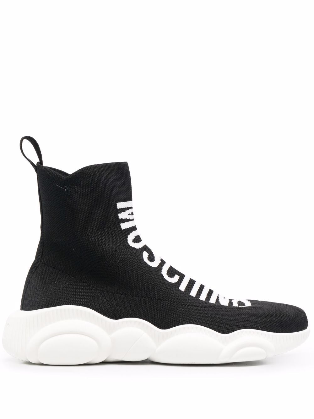 Image 1 of Moschino logo intarsia-knit high-top sneakers