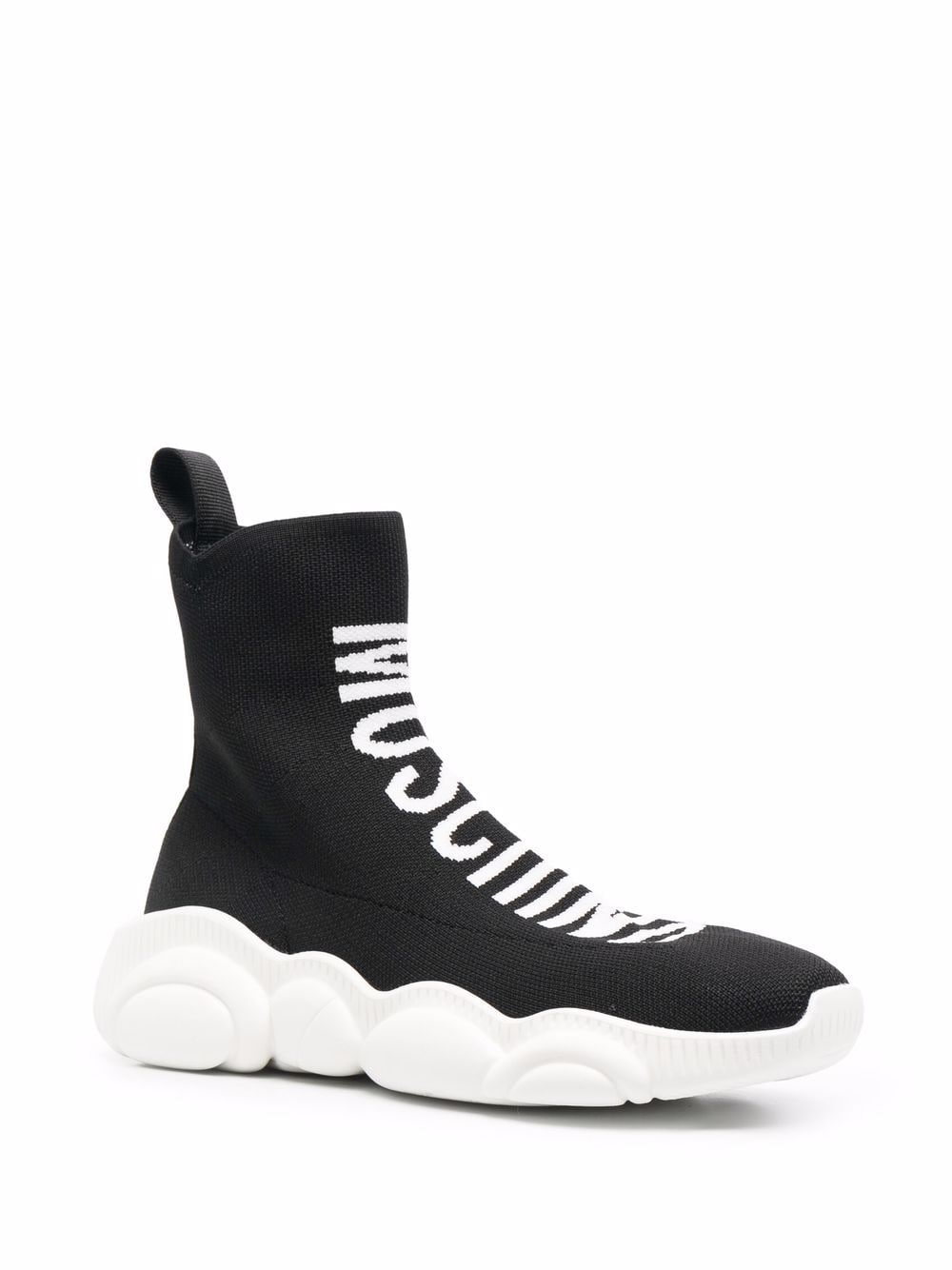 Image 2 of Moschino logo intarsia-knit high-top sneakers