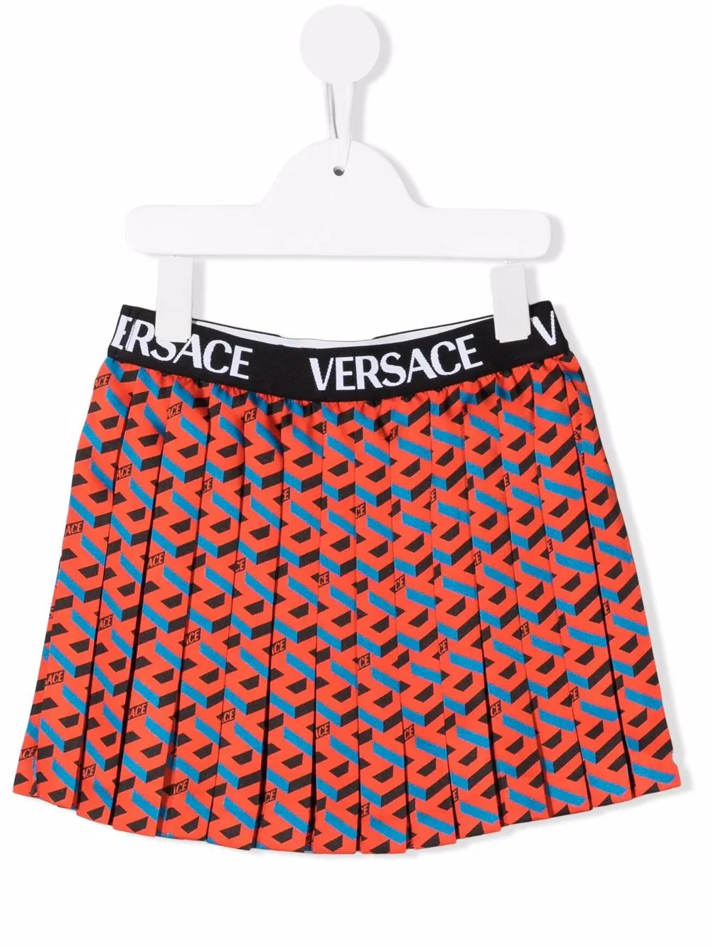 

Versace Kids falda plisada con estampado geométrico - Naranja