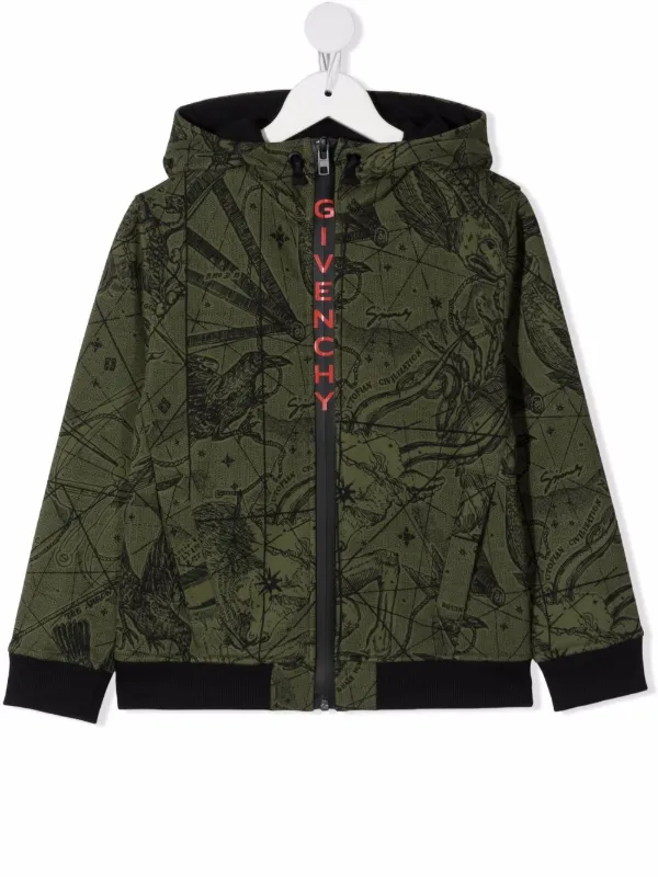 Shop Givenchy Kids printed hooded jacket with Express Delivery - FARFETCH