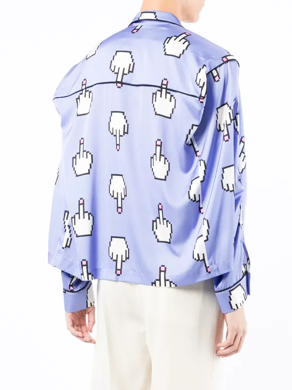 Natasha Zinko Pixel middle-finger Print Shirt | Purple
