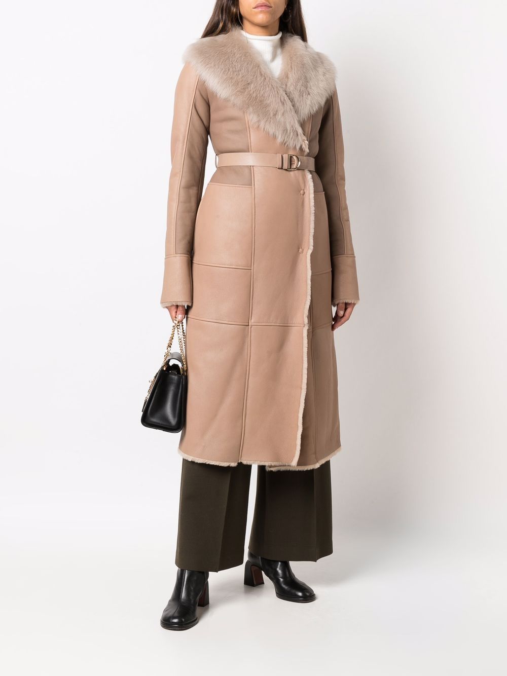 фото Desa 1972 faux fur-trimmed long coat