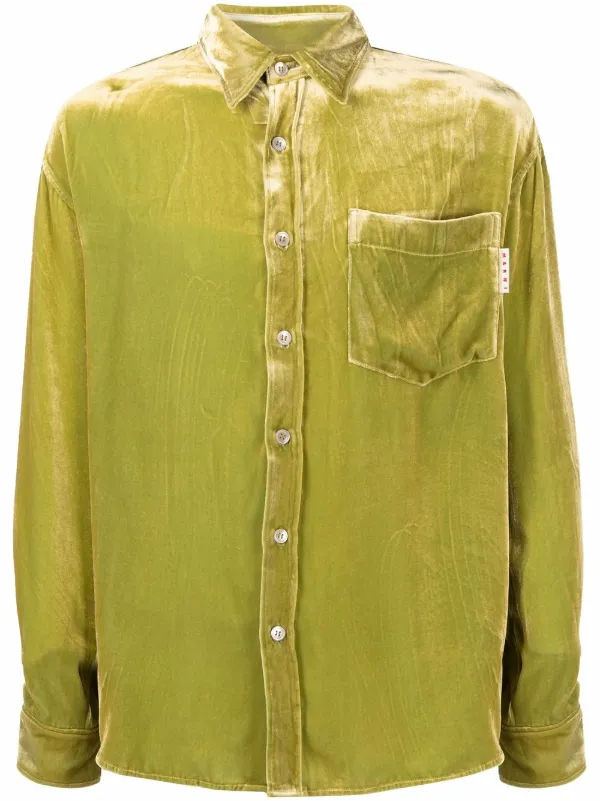 Shop Marni velvet long-sleeve shirt 