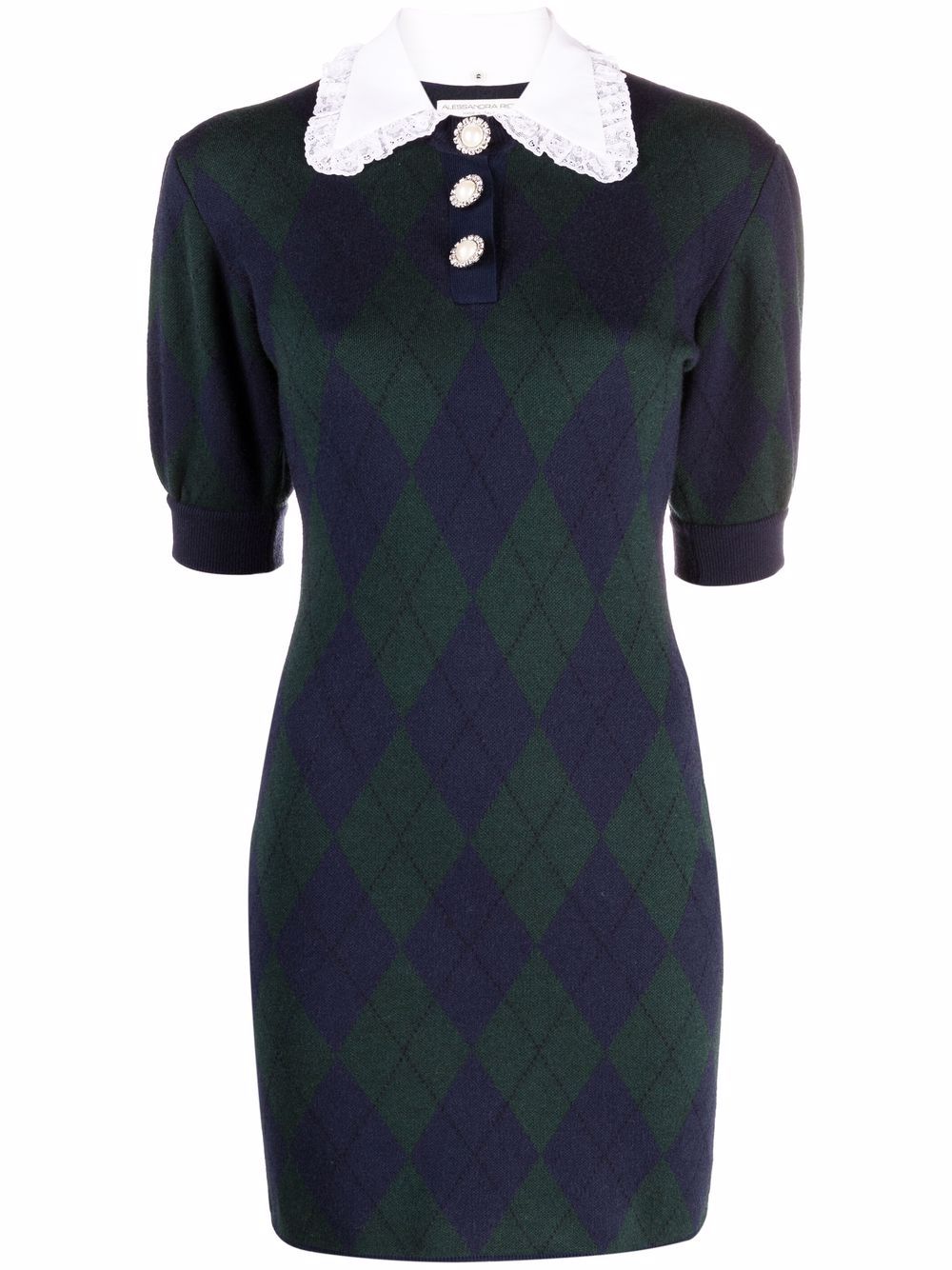 Alessandra Rich argyle knit Mini Dress Farfetch