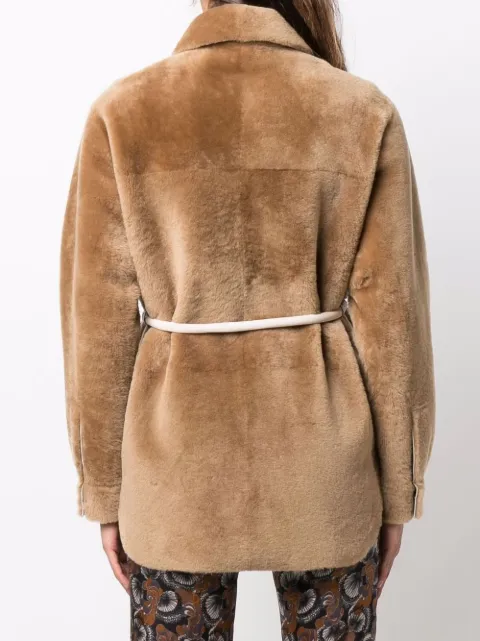 Blancha Belted Shearling Jacket Farfetch
