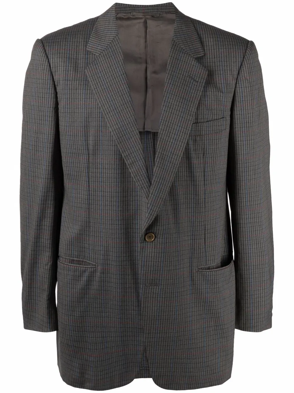 

Burberry Pre-Owned blazer con motivo de cuadros y botones - Gris