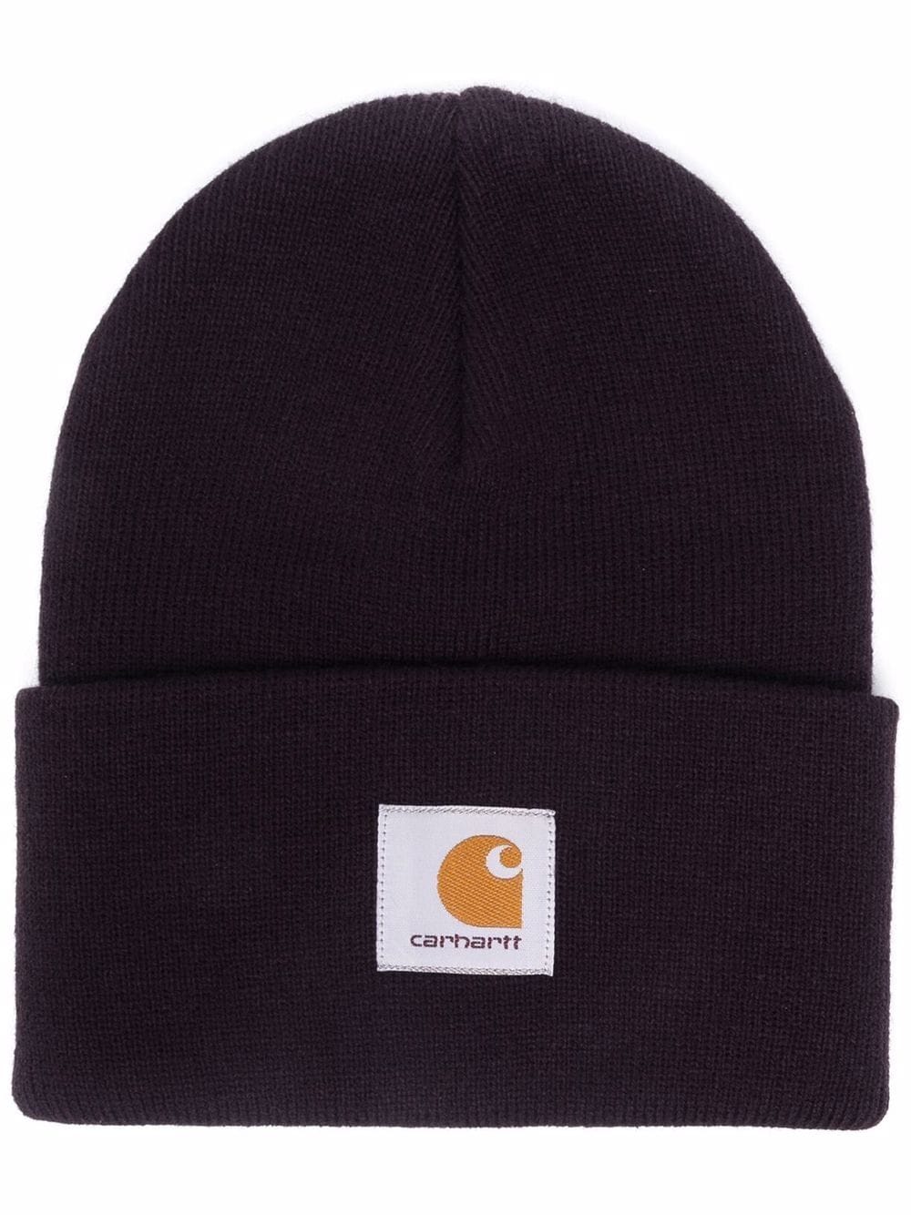 knitted logo-patch beanie
