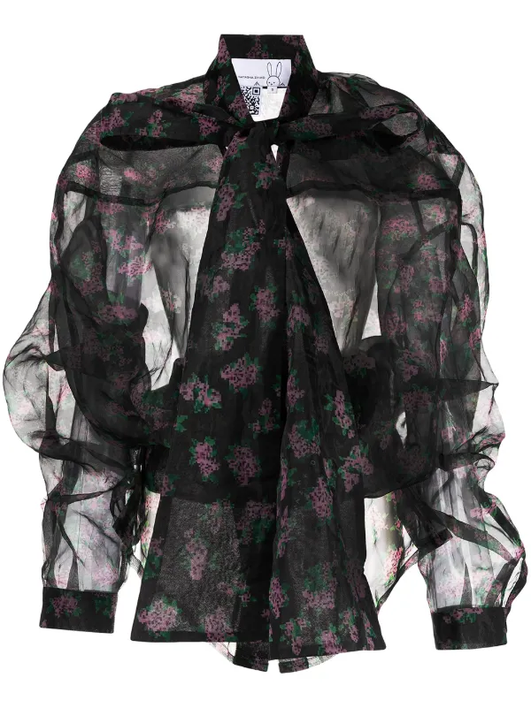 Sheer flower outlet shirt