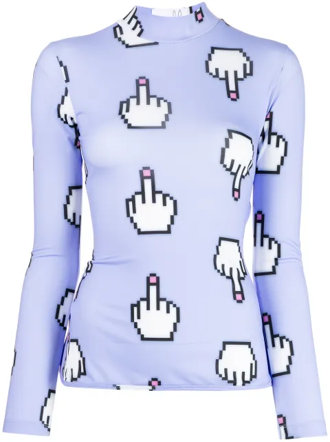 Natasha Zinko Pixel Middle Finger cutout top