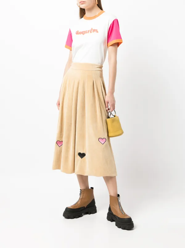 Natasha Zinko heart-detail Pleated Skirt | Brown | FARFETCH