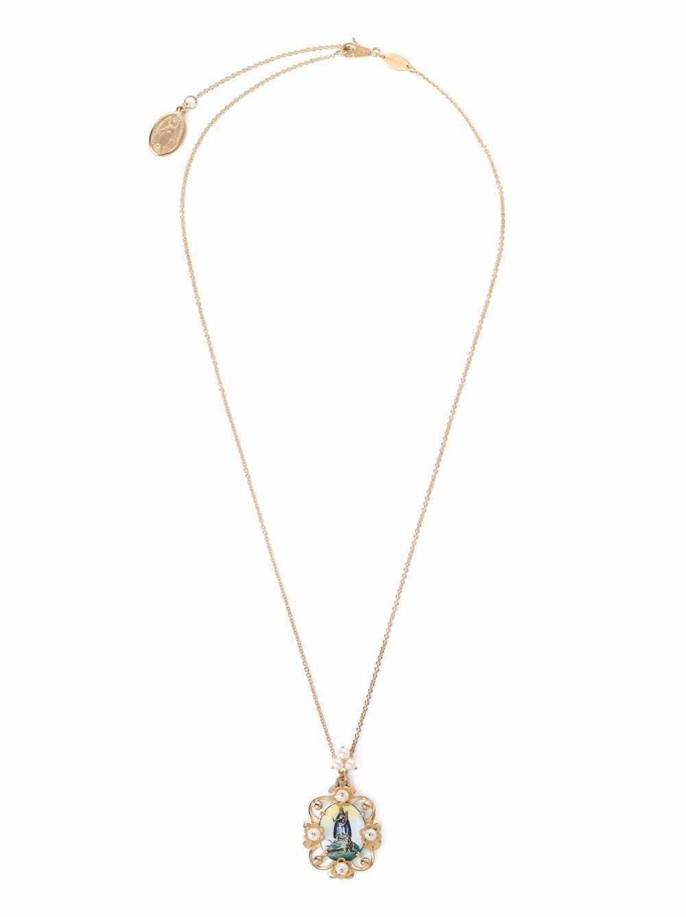 Shop Dolce & Gabbana 18kt Yellow Gold Madonna Medallion Necklace