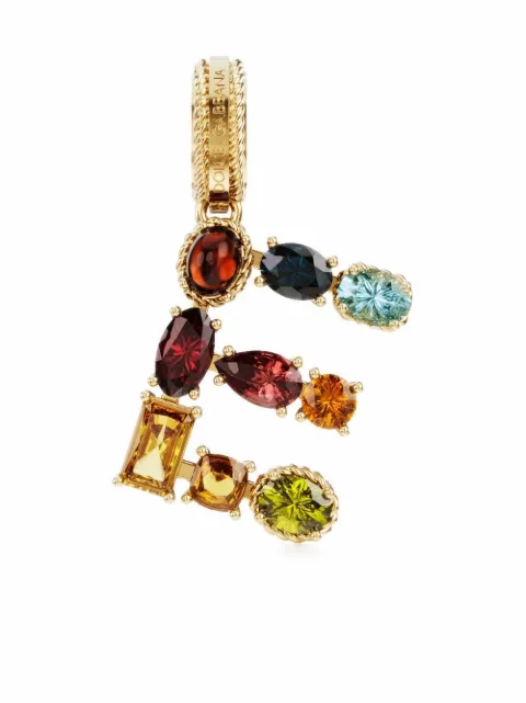 Dolce & Gabbana دلاية ذهب أصفر عيار 18 بتصميم حرف E مزينة بأحجار كريمة
