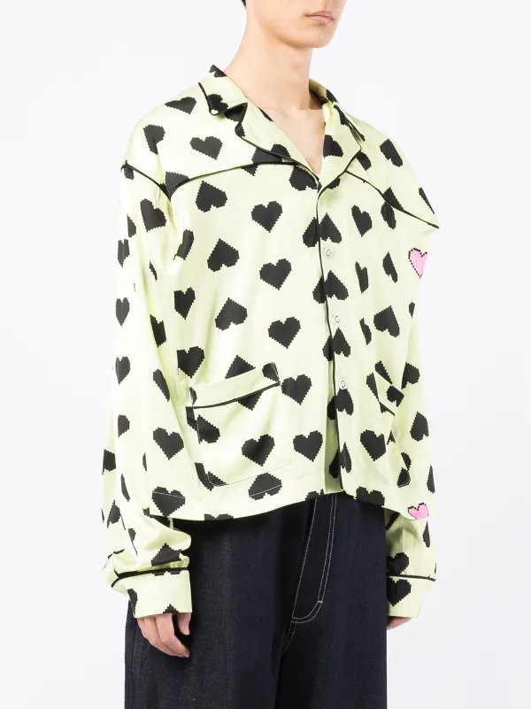Natasha Zinko pixel-heart Print Shirt Green FARFETCH BH