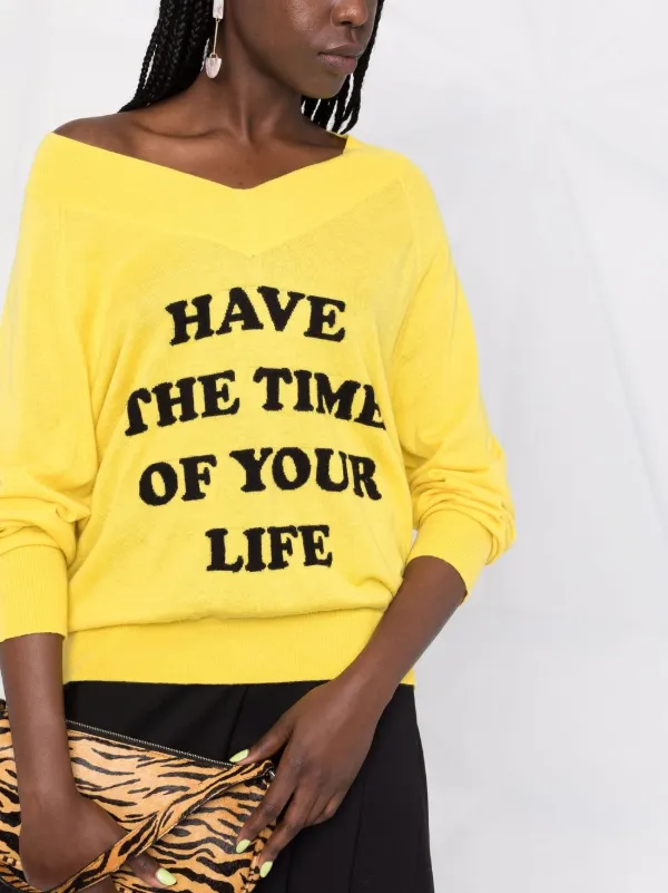 Twinset Intarsia Slogan V Neck Sweater Farfetch