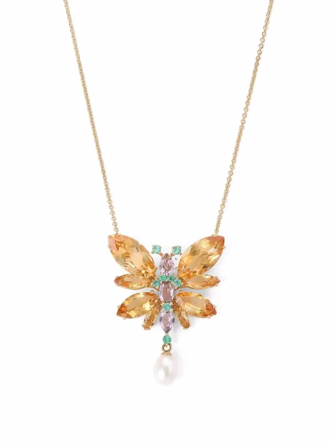 Dolce & Gabbana 18K yellow gold Butterfly citrine necklace