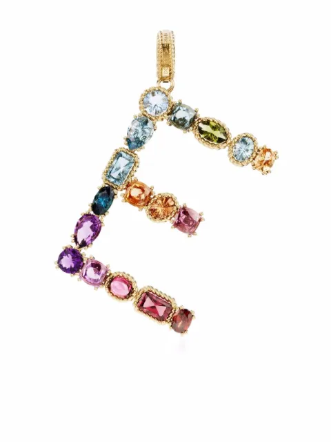 Dolce & Gabbana 18kt yellow gold E letter gemstone pendant