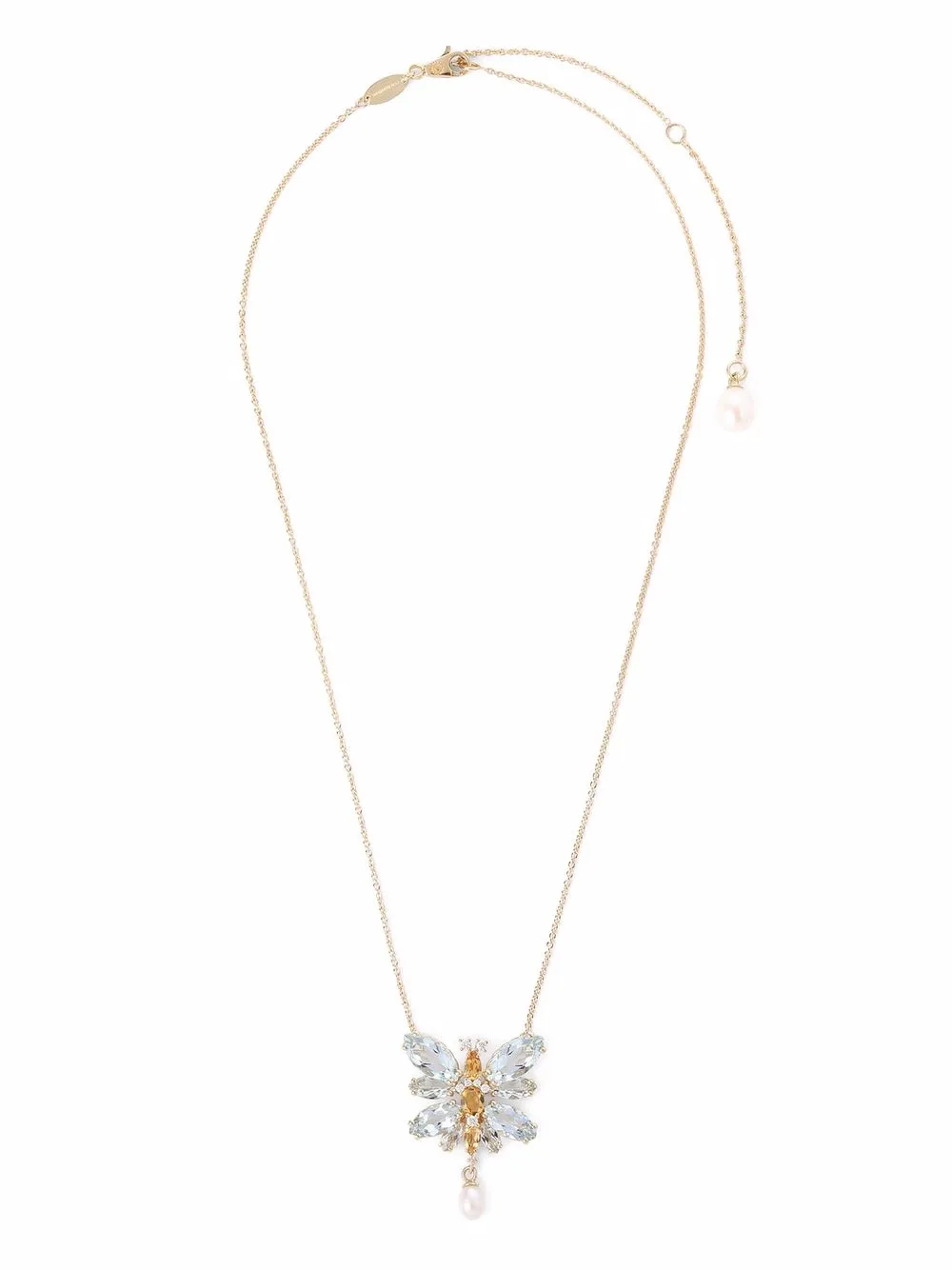 Shop Dolce & Gabbana 18kt Yellow Gold Spring Gemstone Pendant Necklace