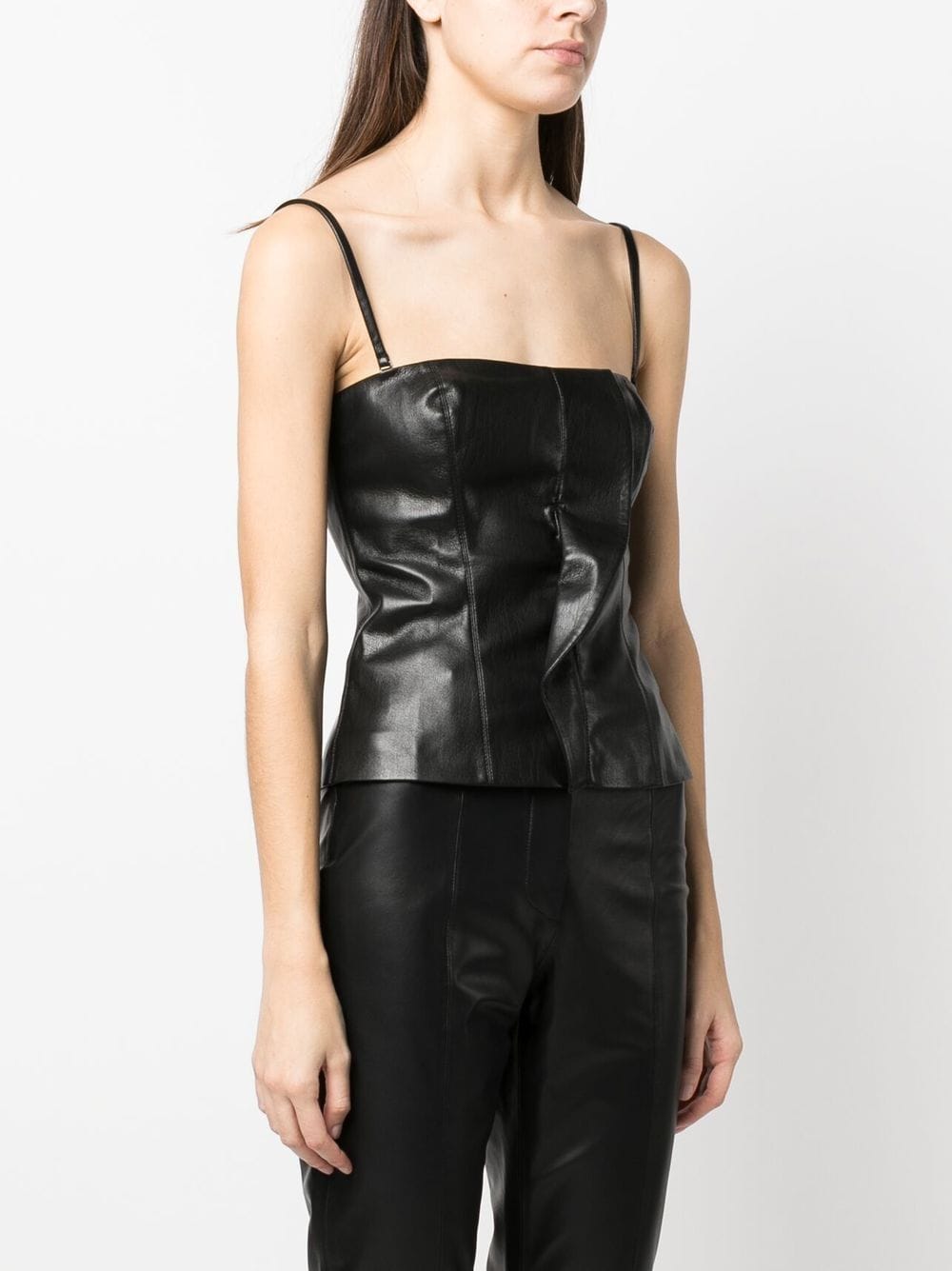 Shop Nanushka Kya Vegan Leather Top In Schwarz