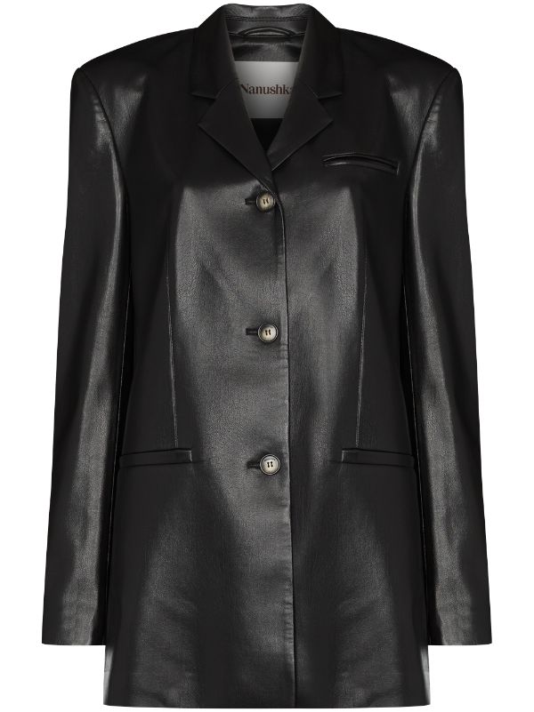 nanushka leather blazer