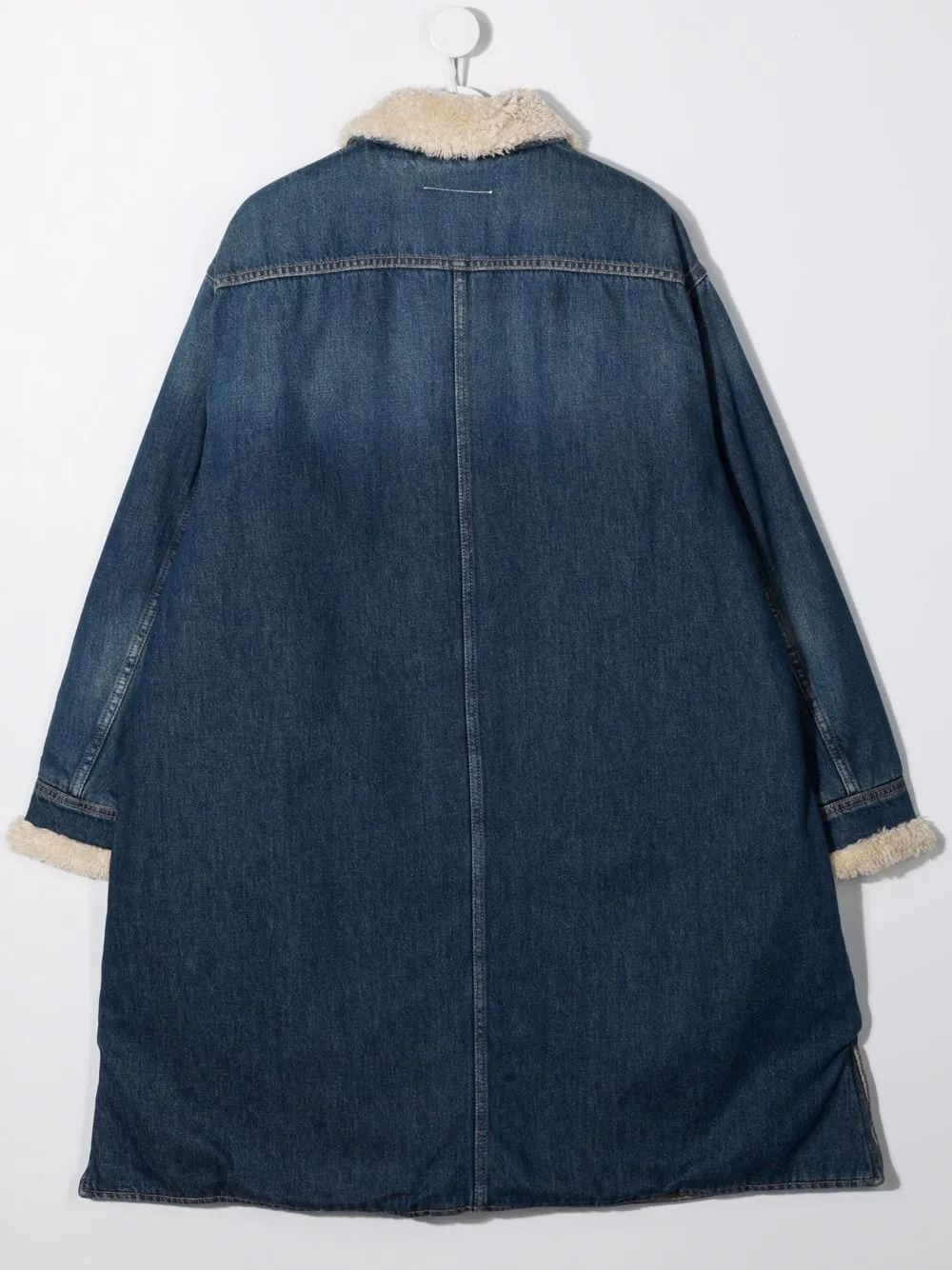 Shop Mm6 Maison Margiela Teen Long Denim Jacket In Blue