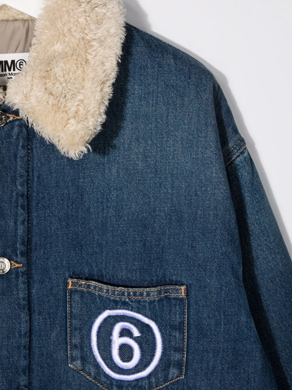 Shop Mm6 Maison Margiela Teen Long Denim Jacket In Blue