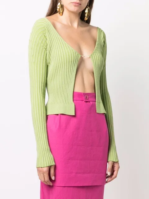 Shop Jacquemus logo-charm open cardigan 