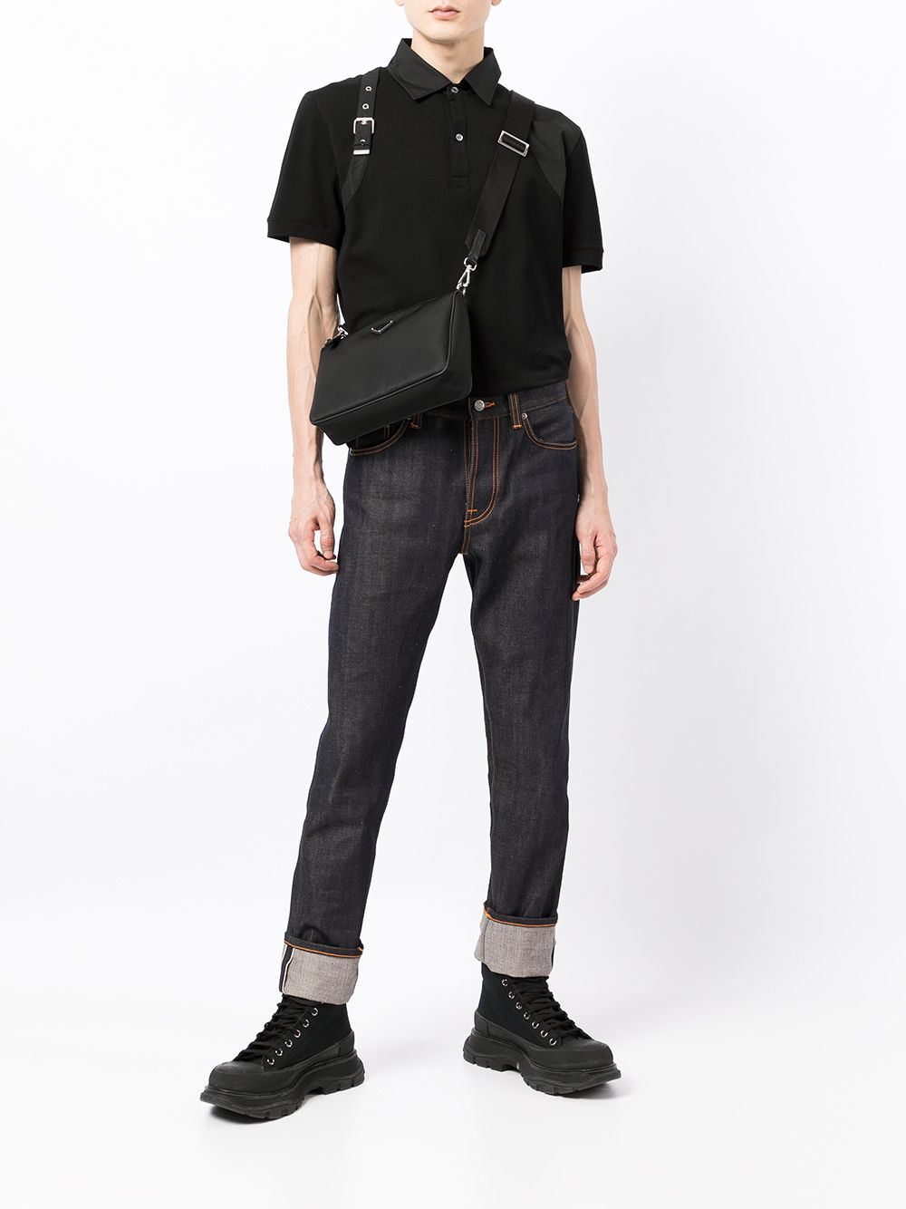 Alexander McQueen Poloshirt met gespdetail - Zwart