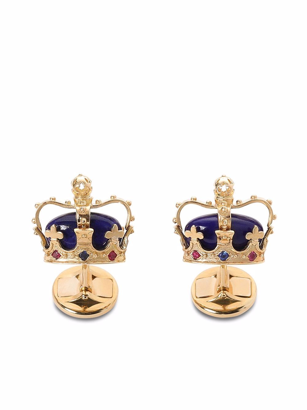 gemstone-embellished crown cufflinks