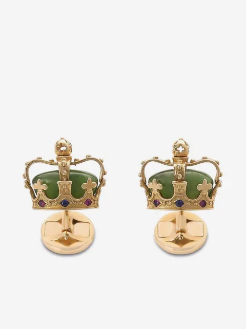 Dolce & Gabbana 18K gold Royal jade, ruby and sapphire cufflinks