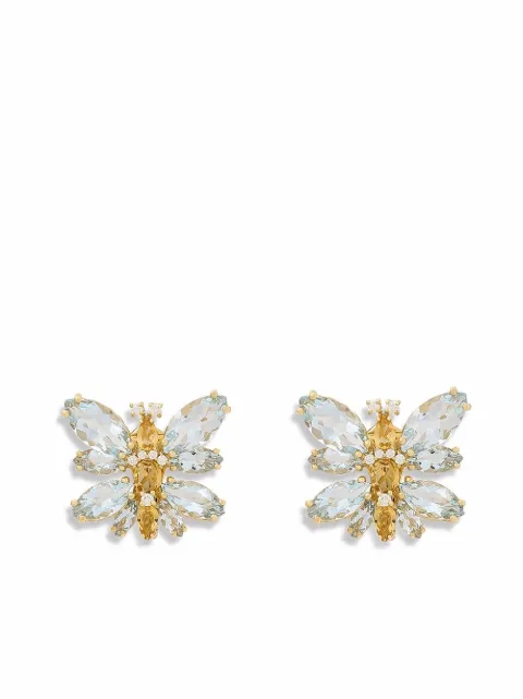 Dolce & Gabbana 18K yellow gold Butterfly aquamarine earrings
