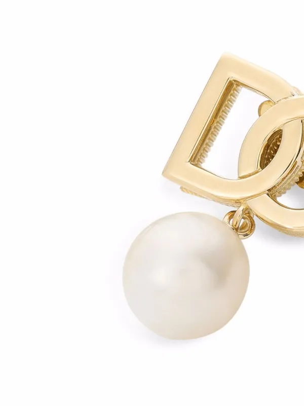 Dolce & Gabbana 18kt Yellow Gold pearl-embellished Logo