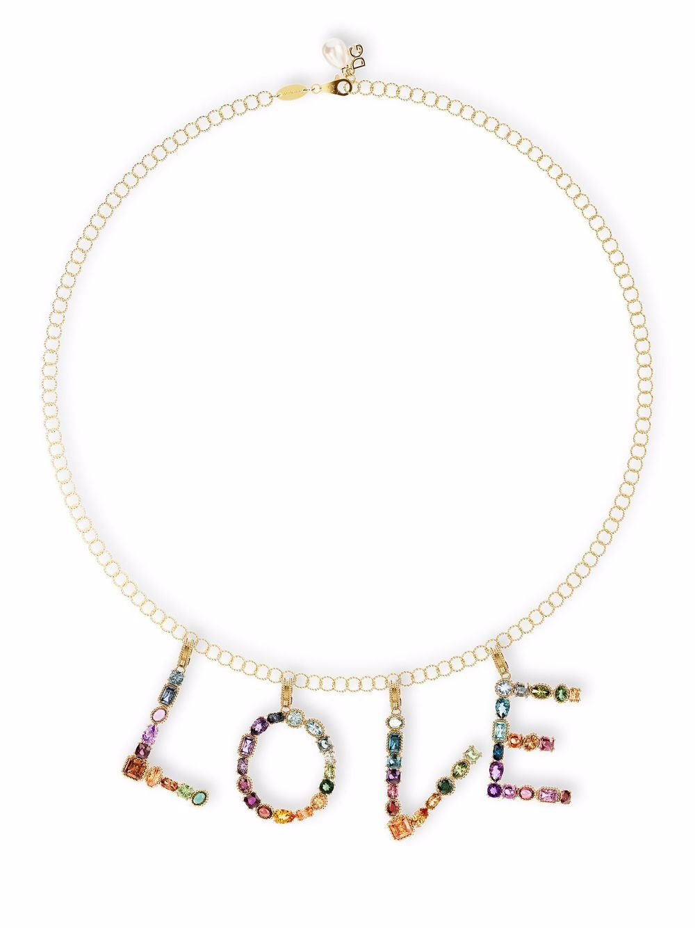 Shop Dolce & Gabbana 18kt Yellow Gold I Letter Gemstone Pendant
