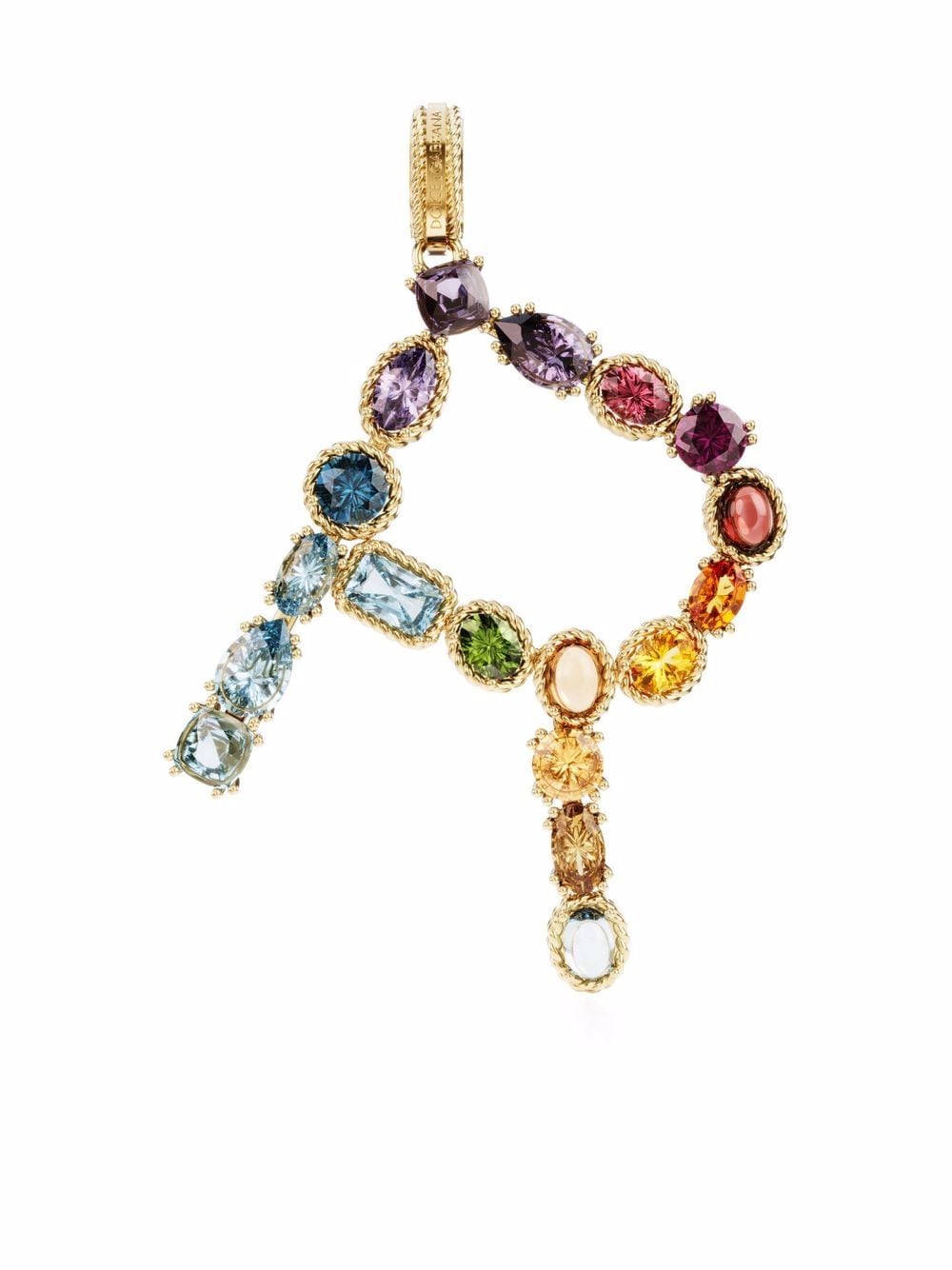 Shop Dolce & Gabbana Rainbow Alphabet R 18kt Yellow Gold Multi-stone Necklace