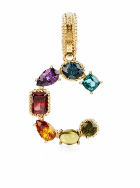 Dolce & Gabbana Charm C Lettering 18kt yellow gold and multicolored gems