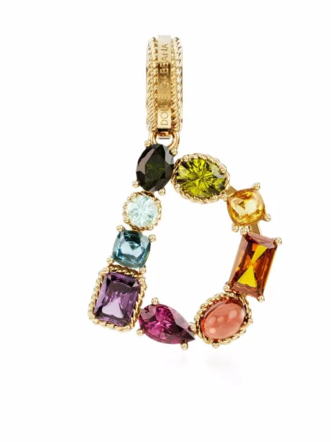 Dolce & Gabbana Pingente Rainbow Alphabet D em ouro amarelo 18k com pedraria