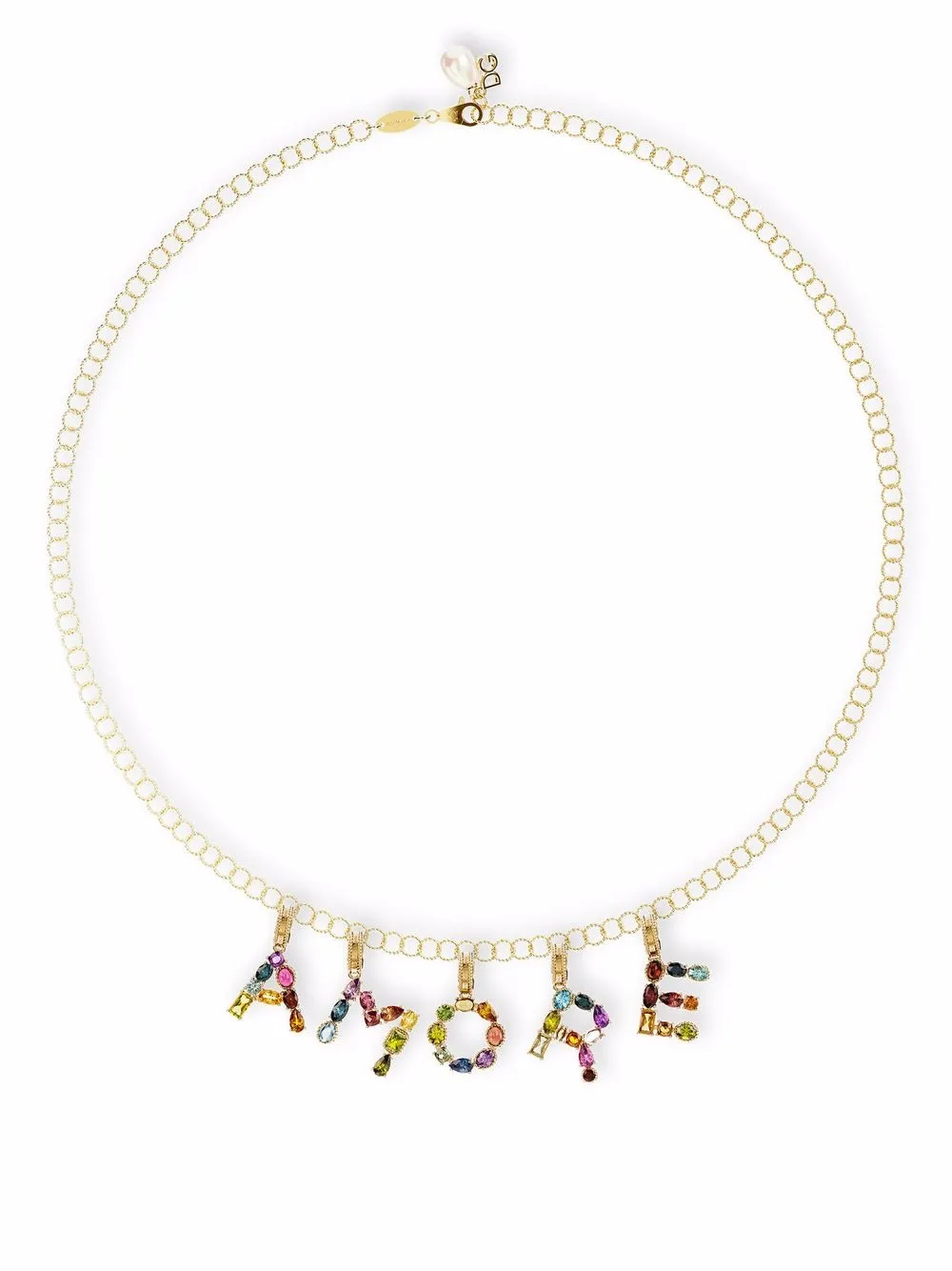 Dolce & Gabbana Rainbow Alphabet 18kt Yellow Gold Multi-stone Pendant In Gold