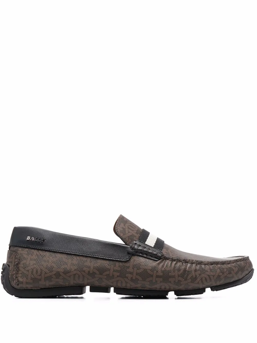 

Bally monogram-print leather loafers - Brown