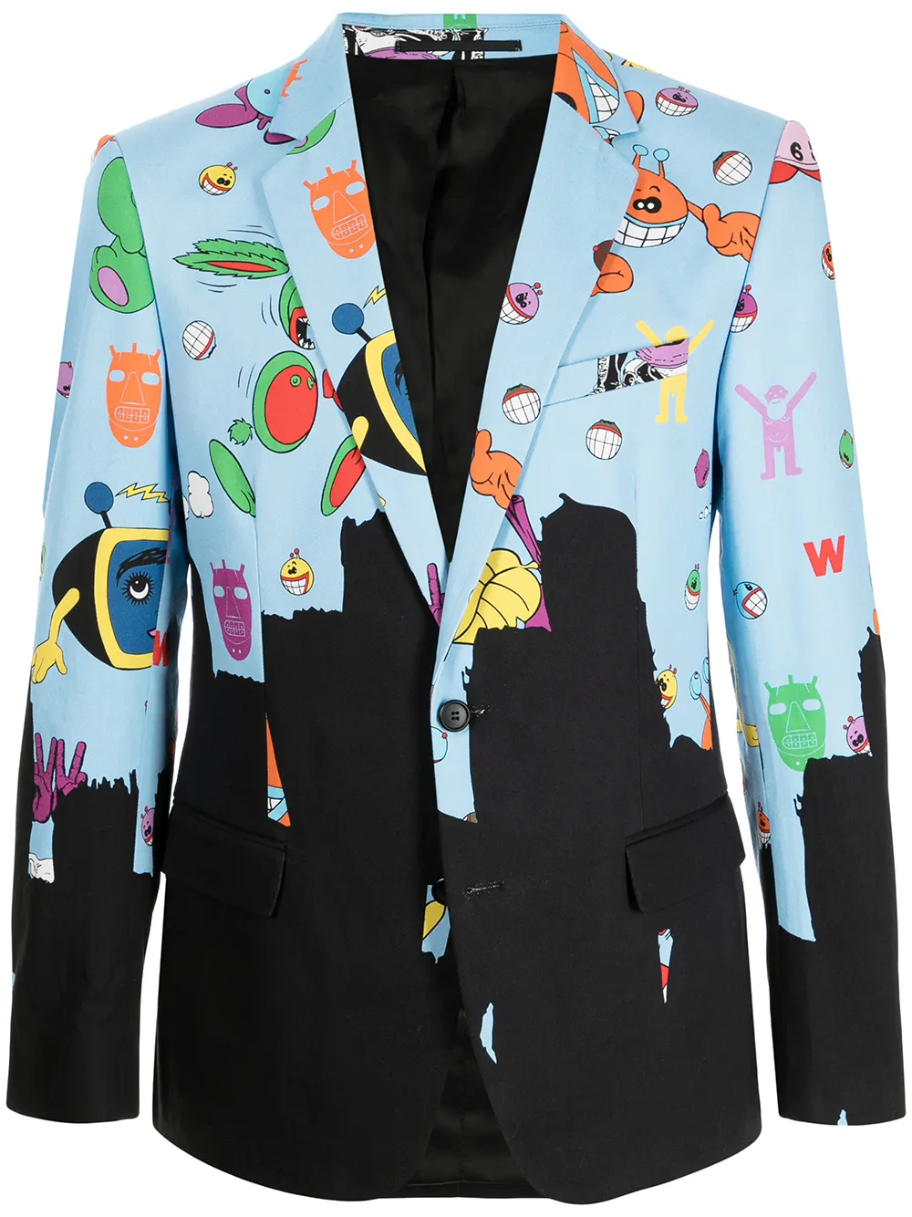 Walter Van Beirendonck пиджак в стиле колор-блок с принтом