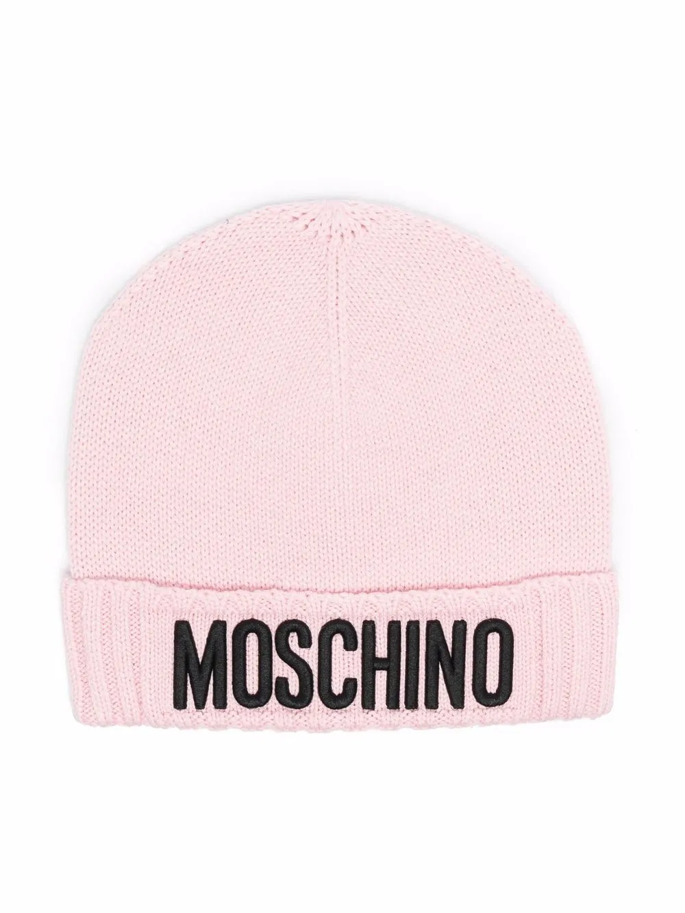 

Moschino Kids logo-patch knitted beanie - Pink