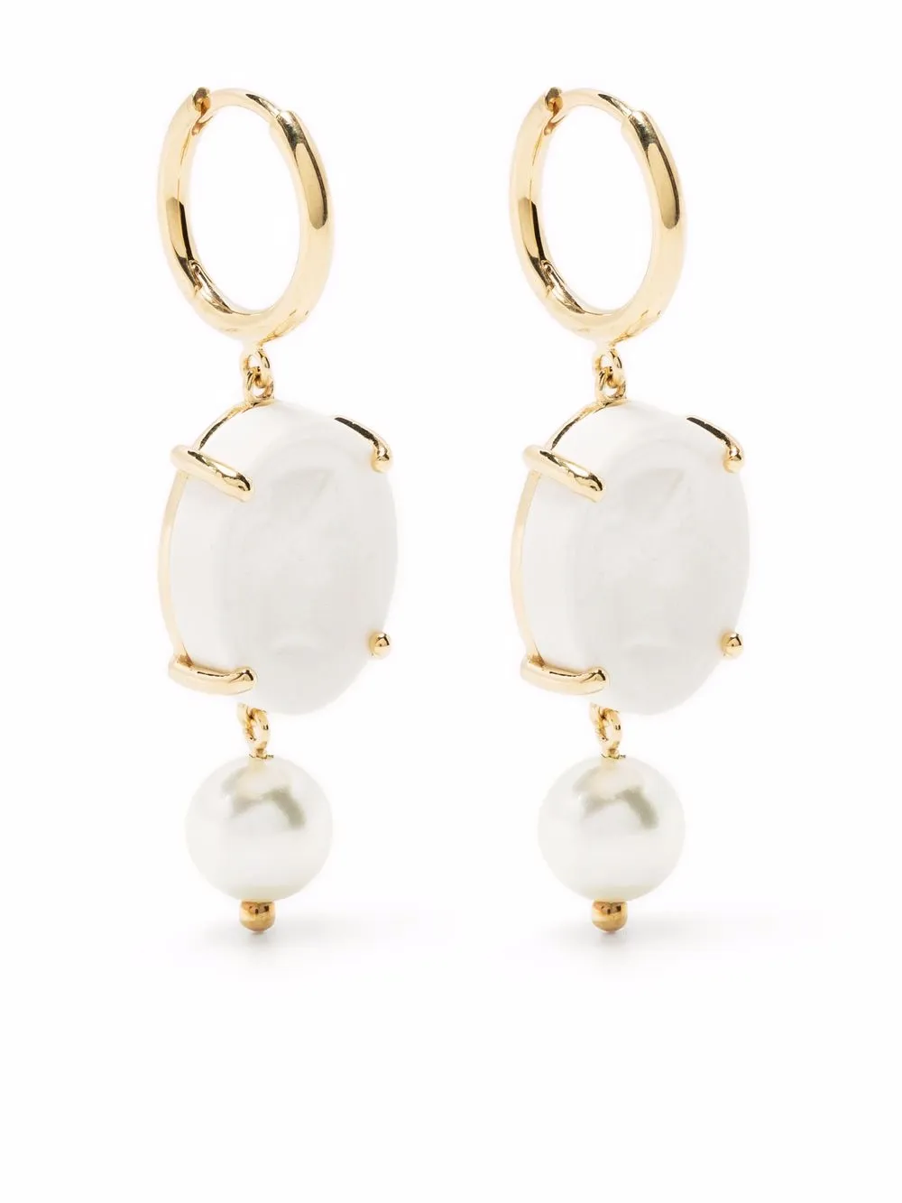 Shop Simone Rocha Porcelain Drop Earrings In Weiss