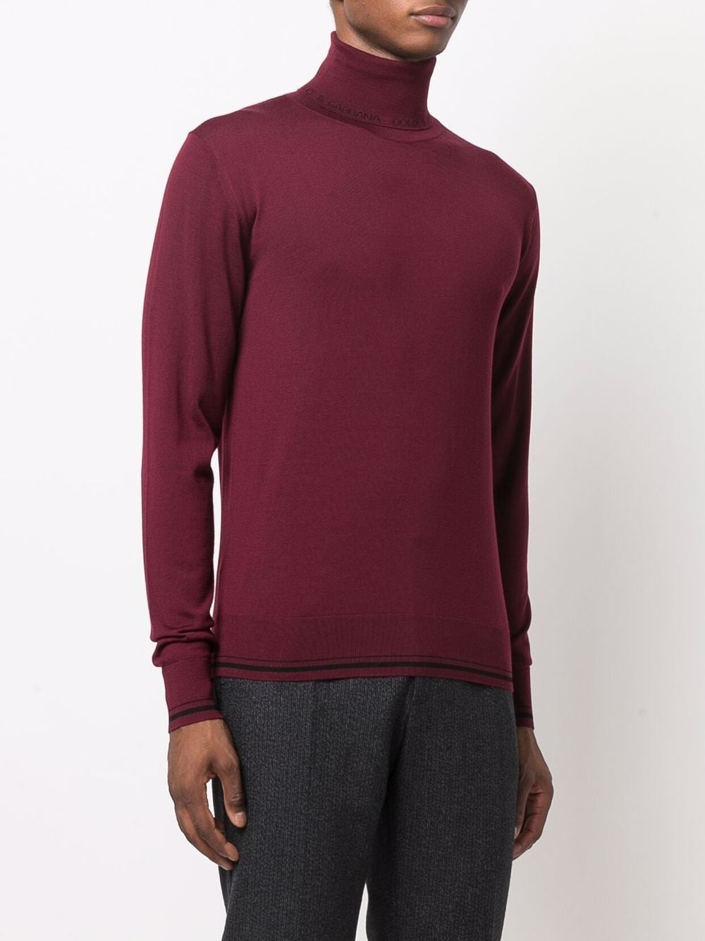 Shop Dolce & Gabbana Slim Fit Polo Neck Jumper In Red