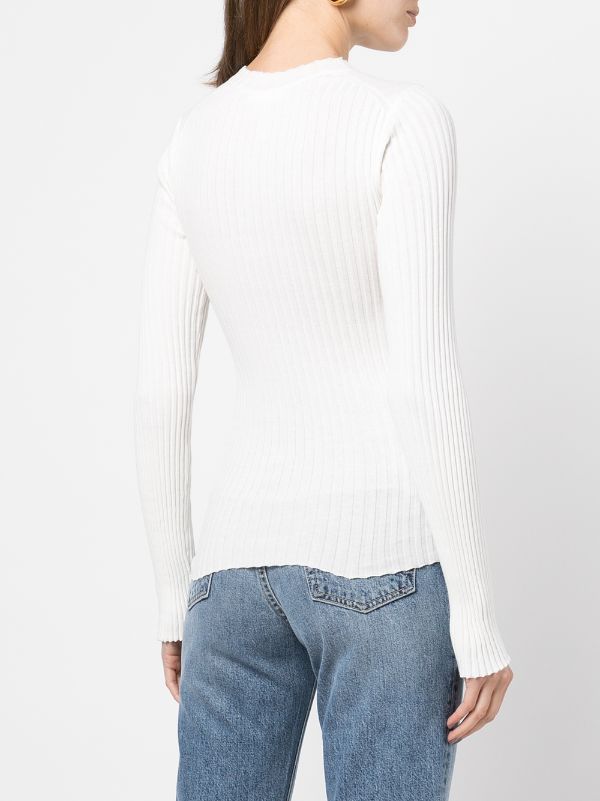 ANINE BING Cecilia long-sleeve ribbed-knit Top -