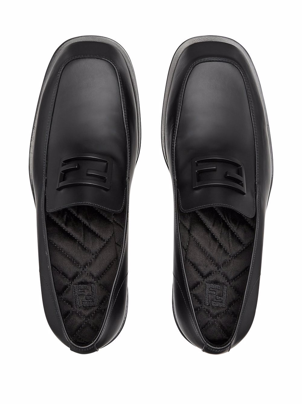 Shop Fendi Ff Baguette-motif Loafers In Black