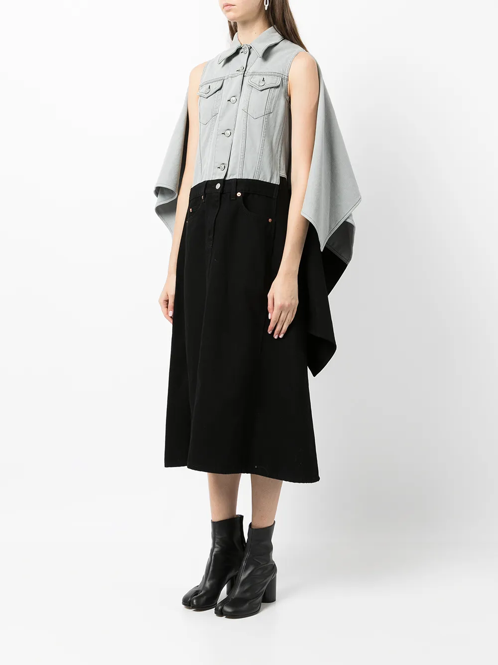 фото Mm6 maison margiela платье с драпировкой и рукавами-кейп