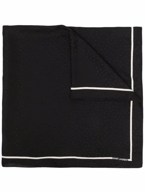 Saint Laurent Lenço de seda com acabamento de listras