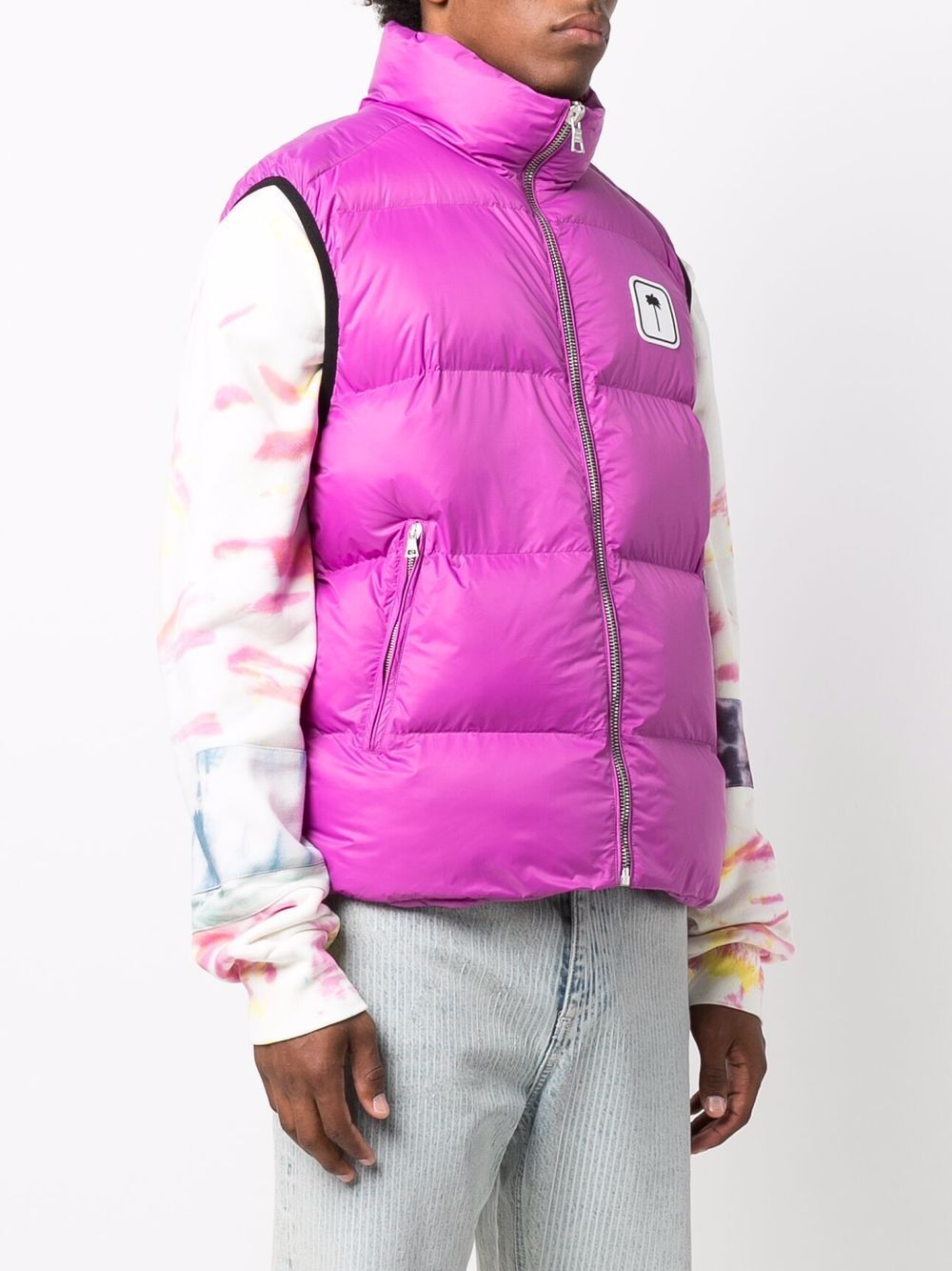 Shop Palm Angels Logo-patch Padded Gilet In Rosa