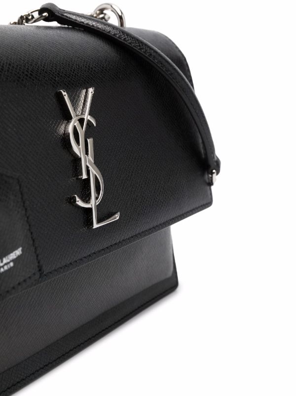 Black Sunset medium YSL-plaque leather shoulder bag